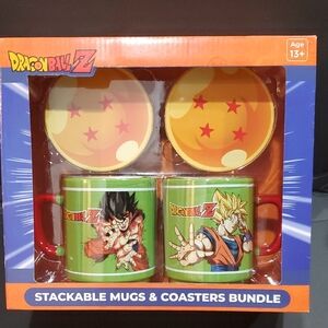 DragonBall Z set of stackable ceramic mugs and coaster set new